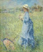 Auguste renoir, Femme cueillant des Fleurs oil on canvas painting by Pierre-Auguste Renoir